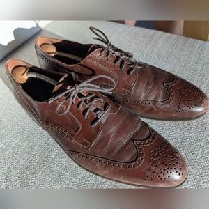 Men's Brown Leather Wingtip Shoes Sz 12